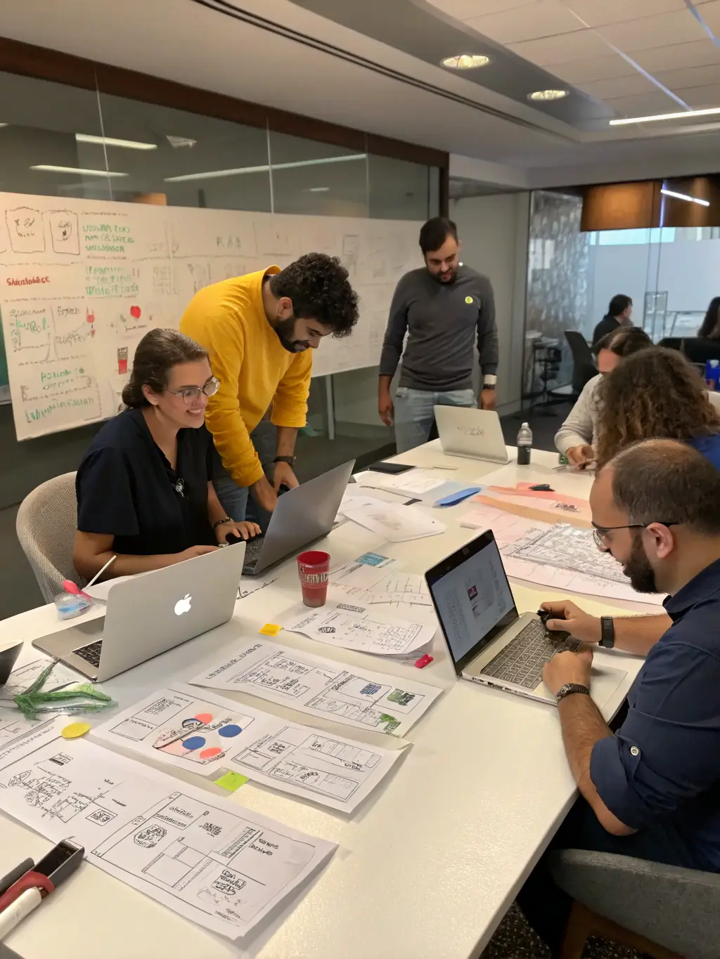 A branding workshop with mood boards, logo sketches, and strategic planning notes, showcasing Gramellini Digital Studio's Branding Strategy service.